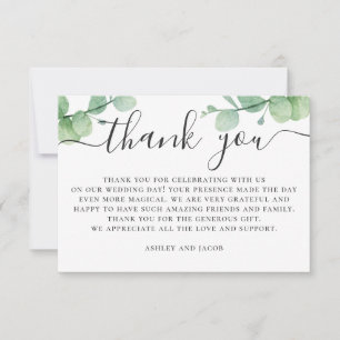 Carte De Remerciements Eucalyptus aquarelle. Écriture élégante pour maria