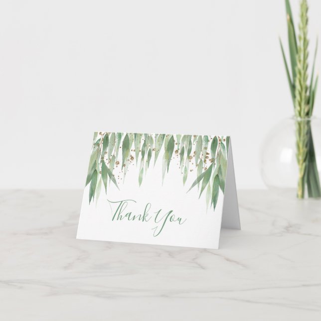 Carte De Remerciements Eucalyptus aquarelle Feuilles suspendus (Devant)