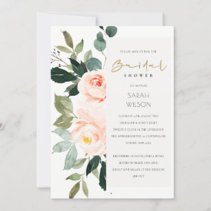 Carte De Remerciements Eucalyptus Blush Rose Fête des mariées rose Invita