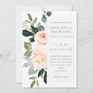 Carte De Remerciements Eucalyptus Blush Rose Pink Vow Renouvellement Invi