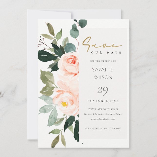 Carte De Remerciements Eucalyptus Blush Rose rose Enregistrer l'Invitatio (Devant)