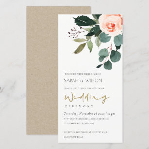 Carte De Remerciements Eucalyptus Blush Rose Rose Floral Mariage Inviter