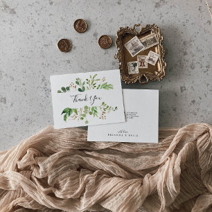 Carte De Remerciements Eucalyptus Brown simple Floral Mariage plat