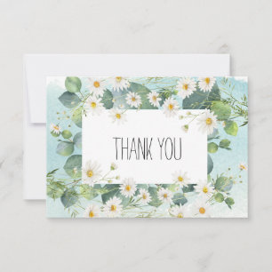Carte de remerciements eucalyptus daisy thème bota