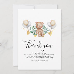 Carte De Remerciements Eucalyptus et ours Russe Cub Baby shower d'ours