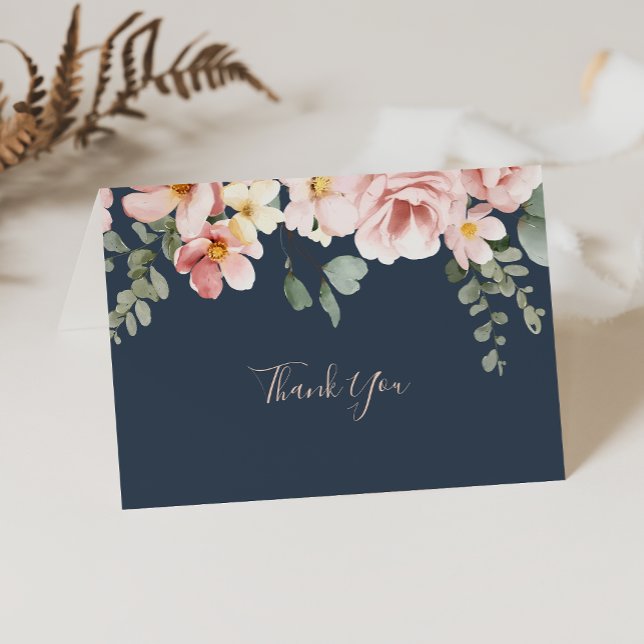 Carte De Remerciements Eucalyptus Garden Rose Floral Folal Mariage (Créateur téléchargé)