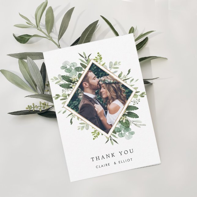 Carte De Remerciements Eucalyptus Green Folift Wreath Photo (Créateur téléchargé)