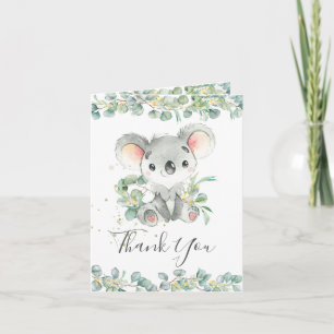 Carte De Remerciements Eucalyptus Green Koala Baby shower d'anniversaire 