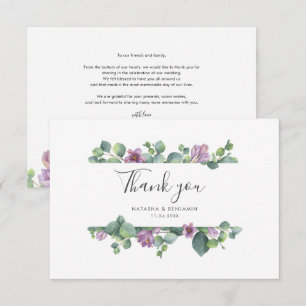 Carte De Remerciements Eucalyptus Green Mariage de script élégant
