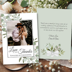 Carte De Remerciements Eucalyptus Love & Thanks Photo & Note Mariage