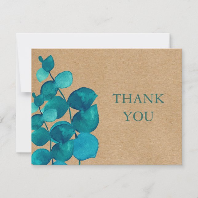 Carte De Remerciements Eucalyptus Russe Kraft Business (Devant)