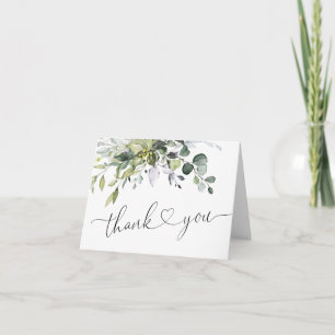 Carte De Remerciements Eucalyptus simple et élégant Aquarelle verte