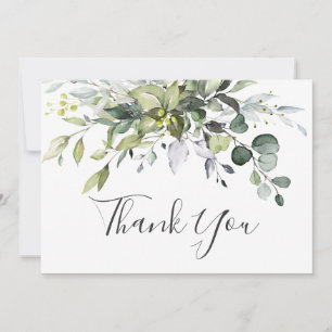 Carte De Remerciements Eucalyptus simple et élégant Aquarelle verte