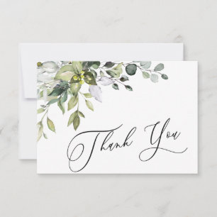 Carte De Remerciements Eucalyptus simple et élégant Aquarelle verte