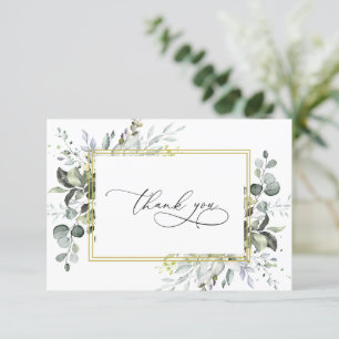 Carte De Remerciements Eucalyptus simple et élégant Aquarelle verte