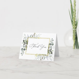 Carte De Remerciements Eucalyptus simple et élégant Aquarelle verte