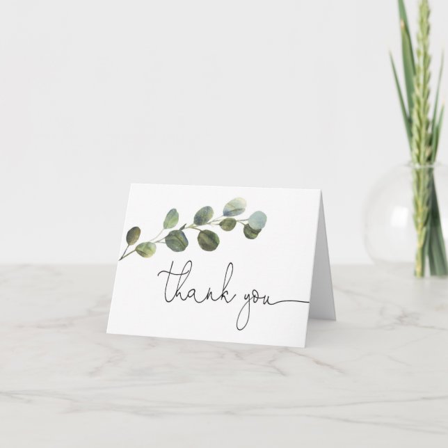 Carte De Remerciements Eucalyptus simple noir et blanc (Devant)