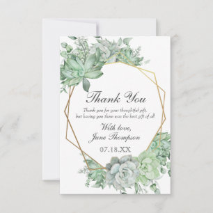 Carte De Remerciements Eucalyptus Succulent Fête des mariées frontalière 