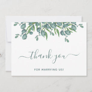 Carte De Remerciements Eucalyptus Verdure Élégant Mariage Officier