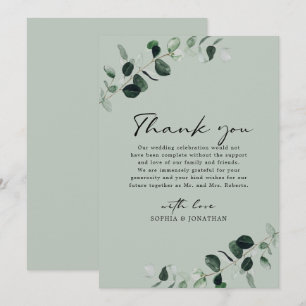 Carte De Remerciements Eucalyptus Verdure Mariage de calligraphie moderne
