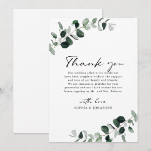 Carte De Remerciements Eucalyptus Verdure Mariage de calligraphie moderne