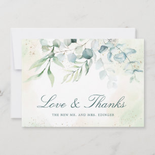 Carte De Remerciements Eucalyptus Vert Élégant Mariage non photo