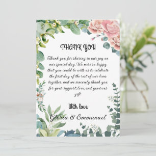 Carte De Remerciements Eucalyptus vertes quittent le Mariage floral