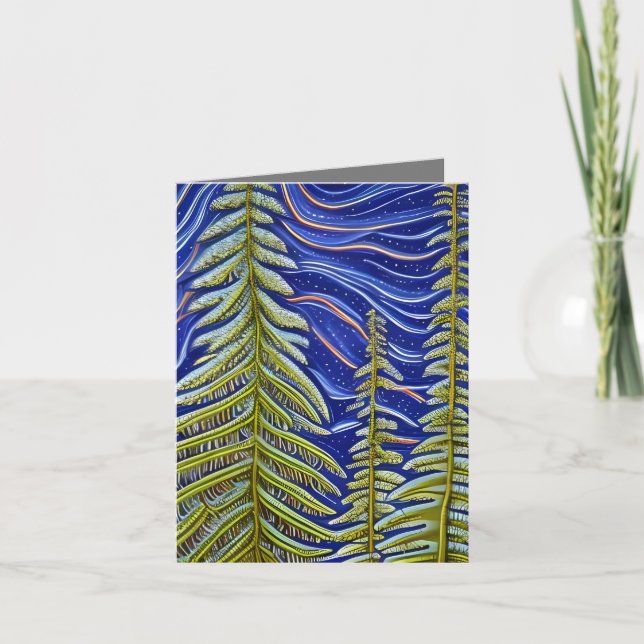 Carte De Remerciements Evergreens Abstraits lunaires (Devant)