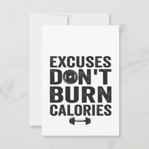 Carte De Remerciements Excuses Don't Burn Calories Drôle Fitness Gym Cade