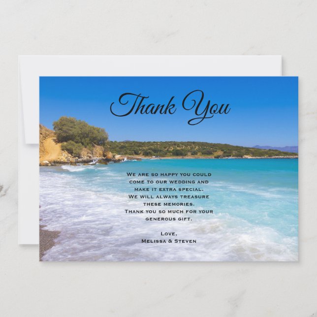 Carte De Remerciements Exotic Beach Tropical Island Paradise Mariage (Devant)