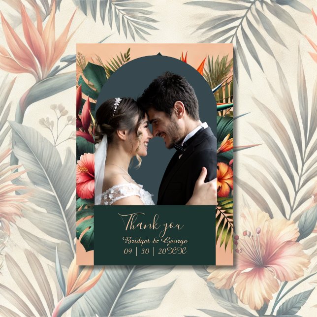 Carte De Remerciements Exotic Hawaiian Tropical Mariage & photo (Créateur téléchargé)