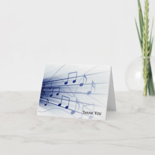 Carte De Remerciements Explosion de musique bleue sur blanc