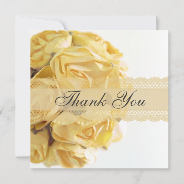Carte de remerciements exquis de roses jaunes (Devant)