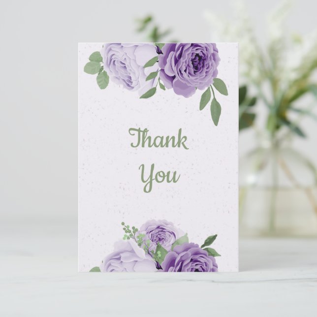 Carte De Remerciements extraordinaire fleurs violettes verdure botanique (Debout devant)