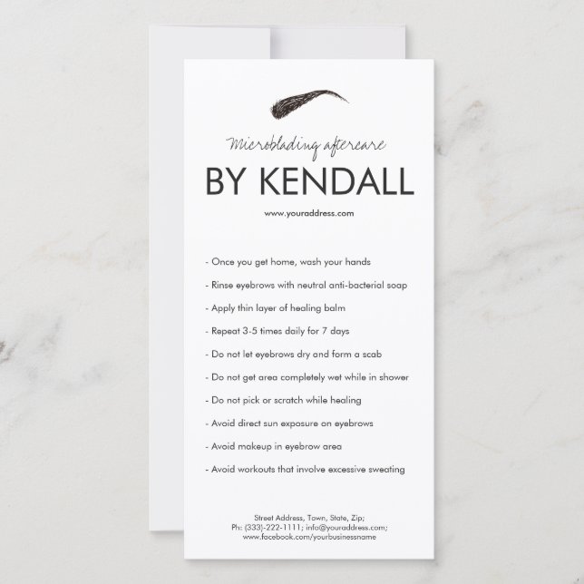 Carte De Remerciements Eyebrow Aftercare Simple White Instruction (Devant)
