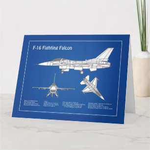 Carte De Remerciements F-16 Faucon de combat - Plan directeur de l'avion 