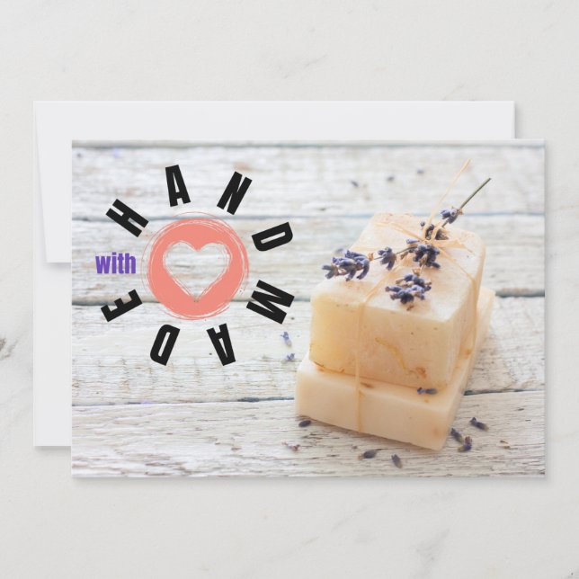 Carte De Remerciements Fabriqué À La Main Avec Savon Amoureux Peach Busin (Devant)