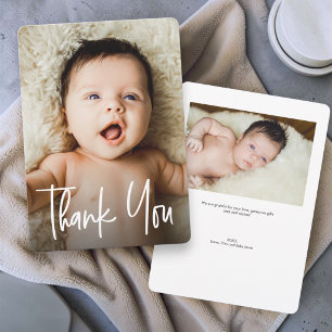 Carte De Remerciements Faire part de naissance personnalisé avec 2 photos