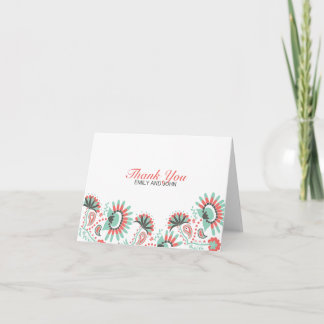 Carte De Remerciements fairepartfloralpaisley, Merci, ÉMILIE ET JEAN