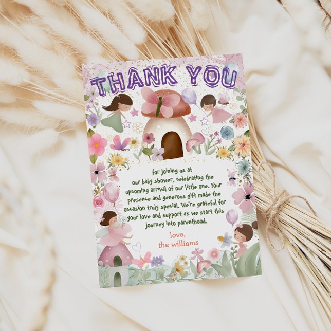 Carte De Remerciements Fairy Baby Girl Douche Flower Tea Party (Créateur téléchargé)