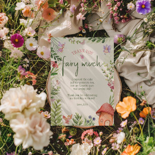 Carte De Remerciements Fairy First Birday Forest Aquarelle Champagne