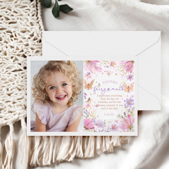 Carte De Remerciements Fairy First Girl 1st Birthday Party (Créateur téléchargé)