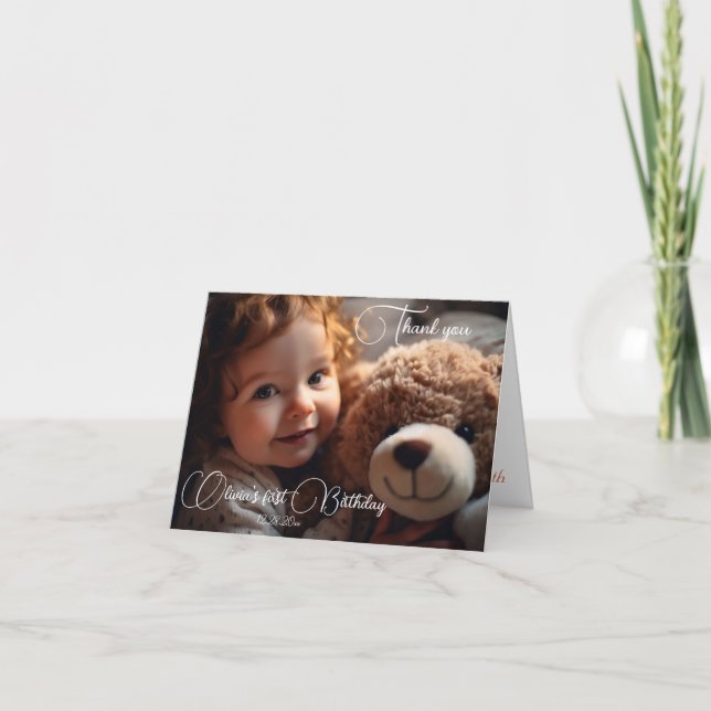 Carte De Remerciements Fairy First Girl's 1st Birthday (Devant)