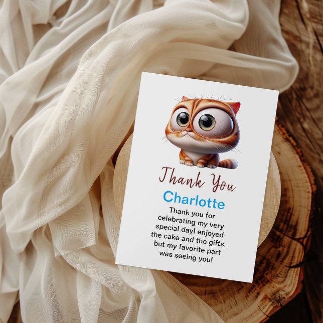 Carte De Remerciements Faisons la fête ! Joli Chat 2ème Anniversaire (Créateur téléchargé)