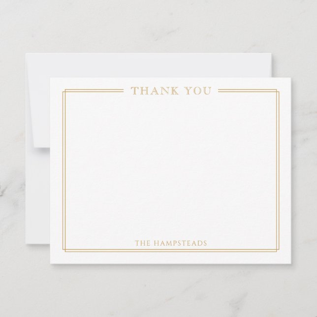 Carte De Remerciements Famille ou Couples Élégant Papier à lettres or (Devant)
