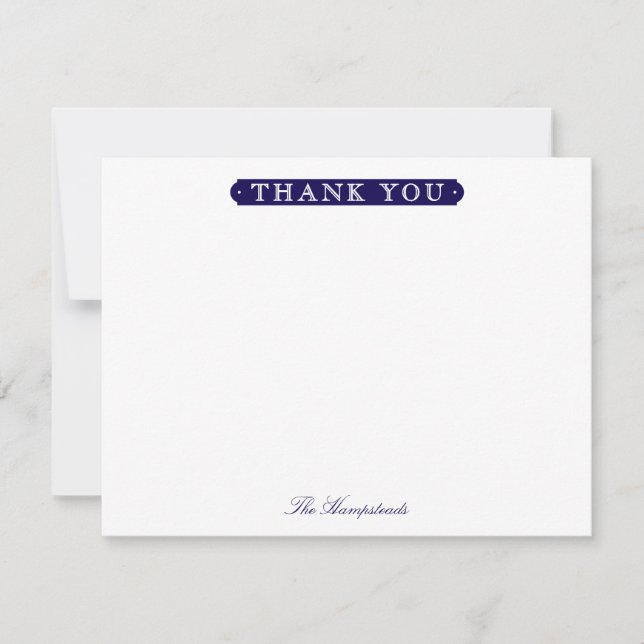 Carte De Remerciements Family or Couples Formal Navy Blue Stationery (Devant)