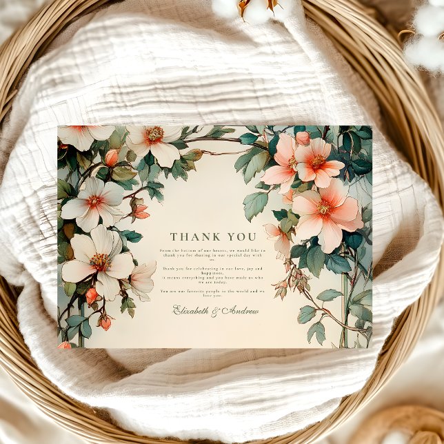 Carte De Remerciements Fancy Floral Art Nouveau Mariage (Créateur téléchargé)