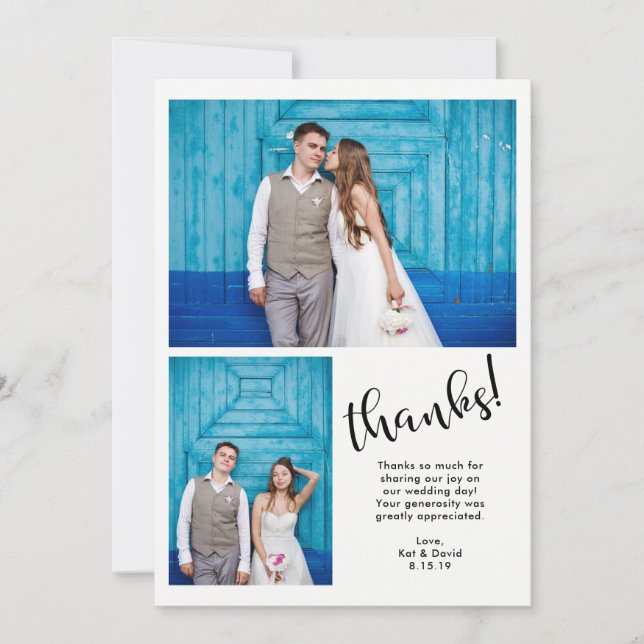 Carte De Remerciements | fantaisie turquoise deux Mercis de mariage de (Devant)