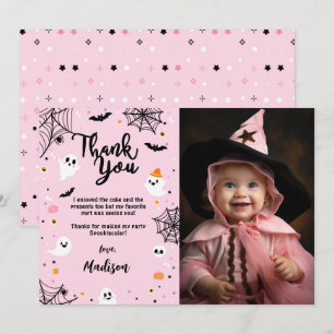 Carte de remerciements fantôme d'Halloween rose av