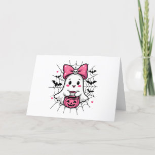Carte De Remerciements Fantôme éffrayant avec Pink Bow Sensibilisation au